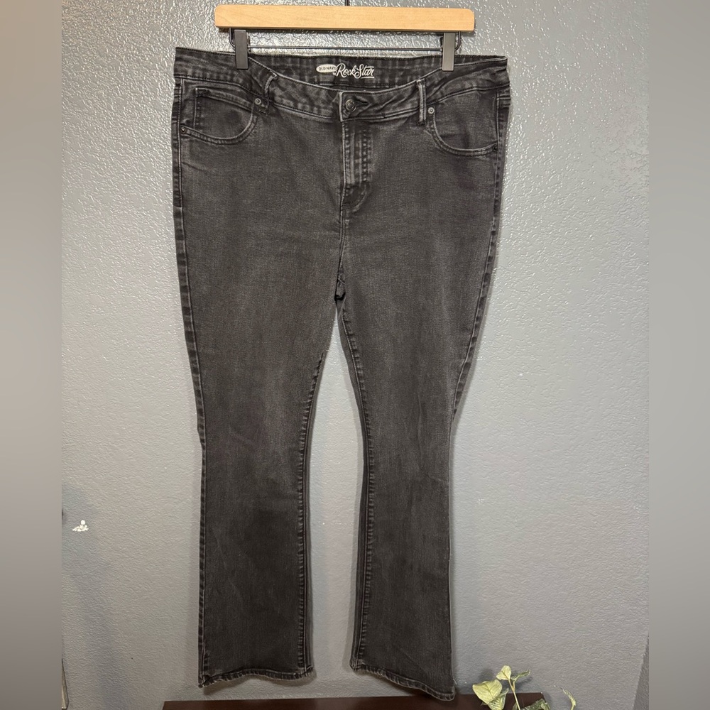 Old Navy Womens The Rockstar Black Bootcut Jeans Regular Plus Size 18